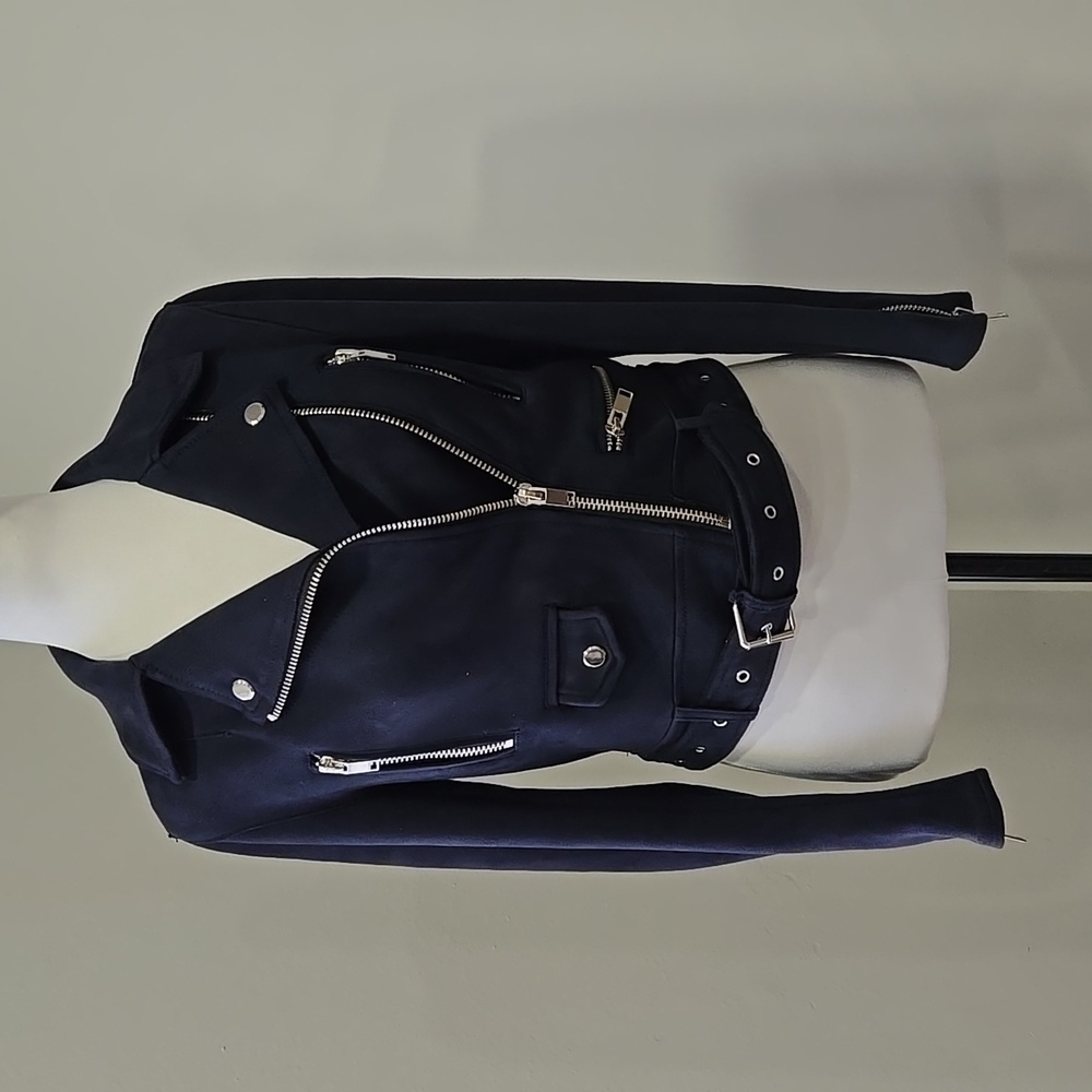 Zara Biker Jacket,Navy Blue Size small